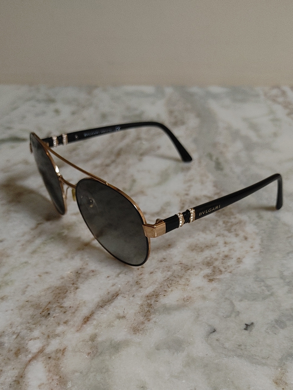 Bulgari Black and Gold Designer Eyewear Temple